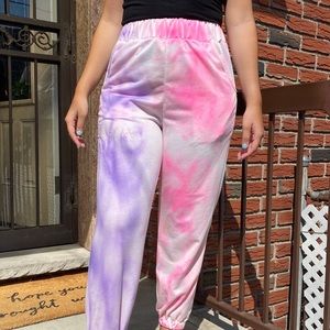 Neon tie-dye joggers purple and pink brand new